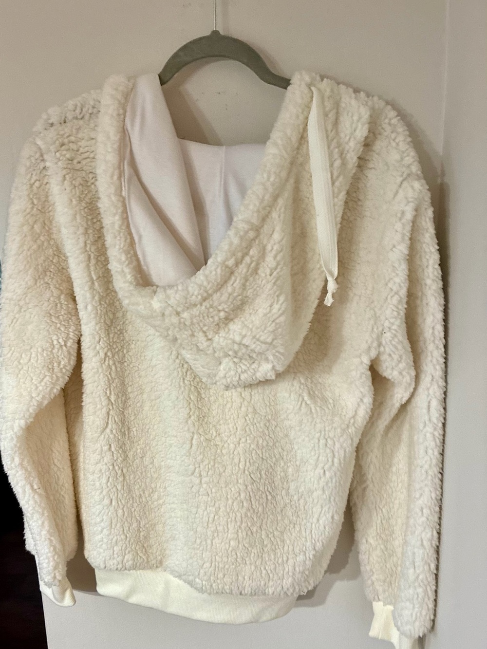 Simply Southern Cream Sherpa Hoodie Pullover Size Large - Picture 3 of 4